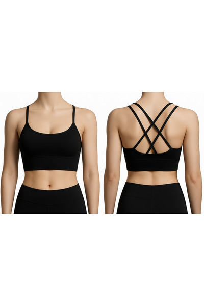 Liora De Mar حمالة صدر رياضية يبرز انحناءات الجسم بحزام مزدوج – متوافقة مع مق...