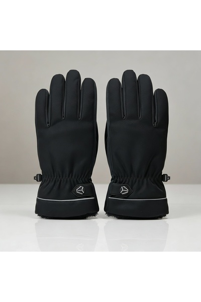 POKUT Dışı Paraşüt Kumaş, İçi Peluş, Erkek Lüks Şişme Eldiven, Su Geçirmez, Termal Kayak ve Kar Eldiveni