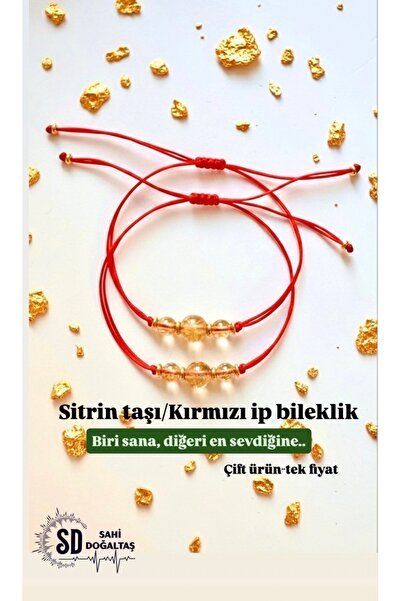 SAHİ_DOĞALTAŞ Sertifikalı SAHİ Doğaltaş Sitrin kırmızı ip bileklik bolluk ber...
