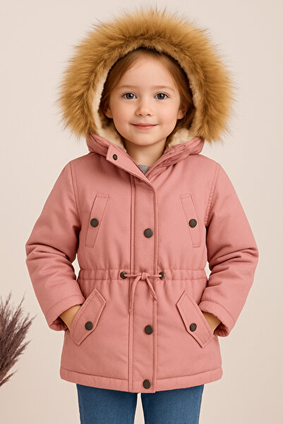 Nacar Unisex Çocuk İçi Polarlı Su Geçirmez Kanvas Mont