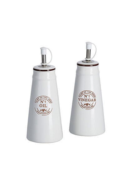 zeller Set de servire ulei/oțet, ceramică, 7,5x19,3 cm, 260 ml, alb