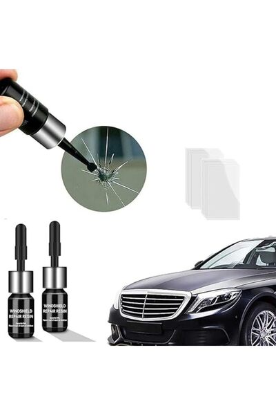 Arabest طقم إصلاح الزجاج المكون من قطعتين، أداة إصلاح شروخ وخدوش زجاج السيارة...