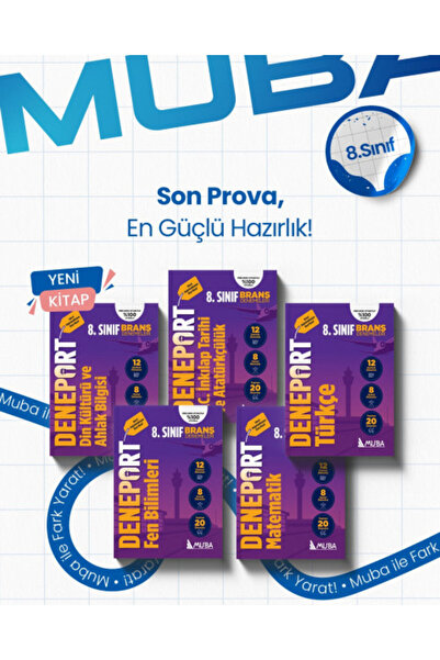 Muba Yayınları 8. Sınıf Türkçe - Matematik - Fen Bilimleri - İnkılap T. ve Di...