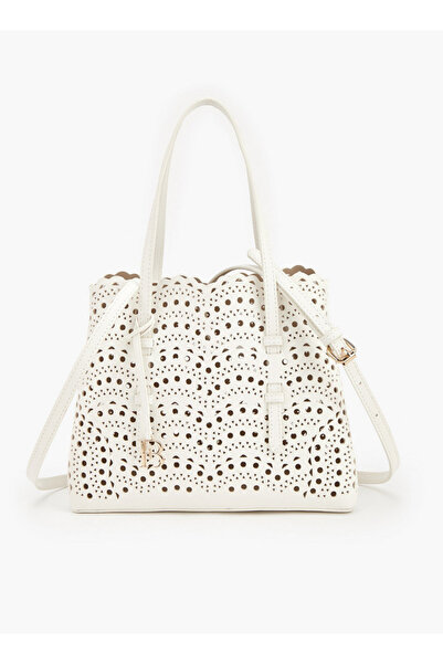 Flora Bella by Shoexpress حقيبة تسوق مزخرفة بتطريزات مع جيب - قطر 12 سم