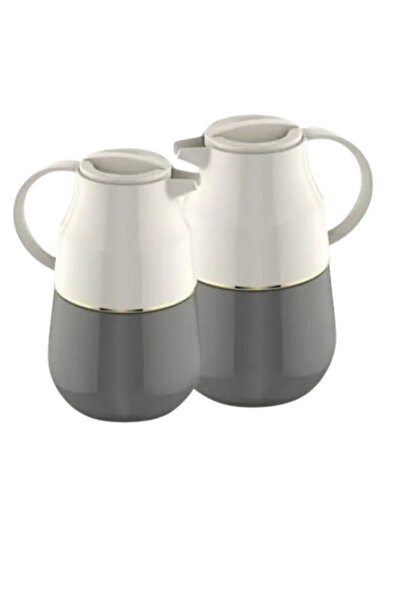 Mister Brand مستر براند | طقم ترمس 1.0 و 0.5 لتر | لون أبيض كريمي وذهبي