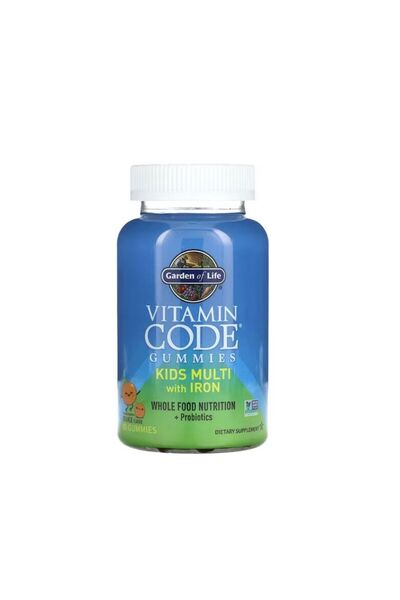 GARDEN OF LIFE Vitamin Code Kids Multi with Iron Gummies, Orange 90 jeleuri -
