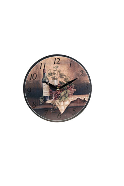 Excellent Houseware -Ceas decorativ Black Wine, MDF, 28 cm, maro/negru