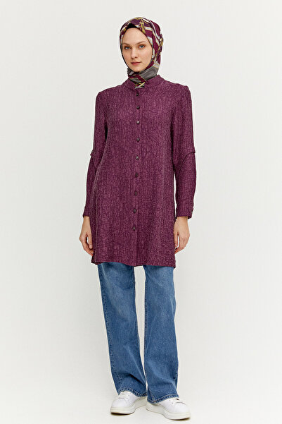 Setrms Jakarlı Kuşgözü Detaylı Hakim Yaka Tunik