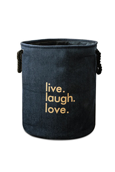 zeller Coș de rufe din denim, iută/poliester, 40x50 cm, albastru închis