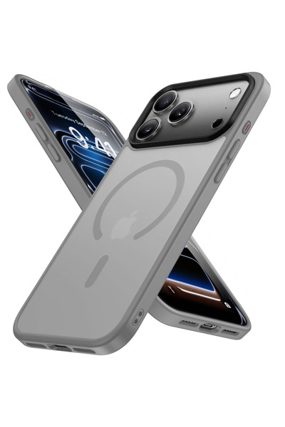 Casey Studios Husa Magsafe iPhone 17 Pro Max, Incarcare Wireless, Margini Ridicate, Slim, de Protectie, Gri