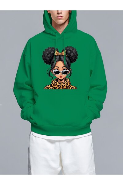 MIXSNOW سويت شيرت بغطاء رأس مطبوع قصة فضفاضة - نمط كاجوال عصري - هودي مريح بر...