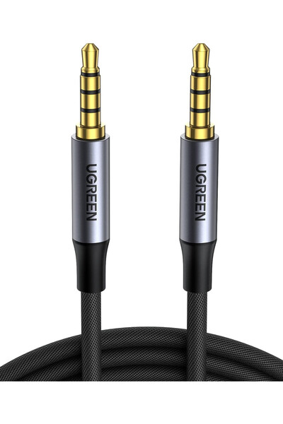 Ugreen 3.5mm Hi-Fi Streo TRRS Jack Aux Örgülü Ses ve Mikrofon Kablosu Siyah 1m, 10648