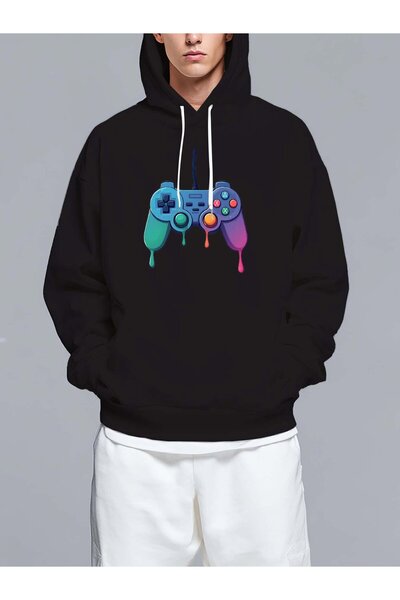 MIXSNOW سويت شيرت بغطاء رأس مطبوع قصة فضفاضة - نمط كاجوال عصري - هودي مريح بر...