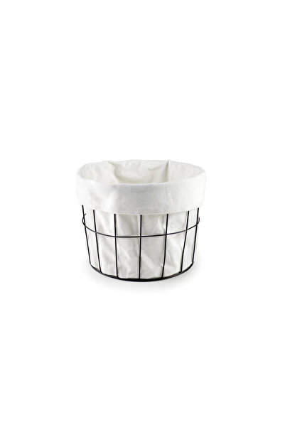 iBiLi Coș de brutărie/fructe - Accesorios, metal/bumbac, 25x18 cm, alb/negru