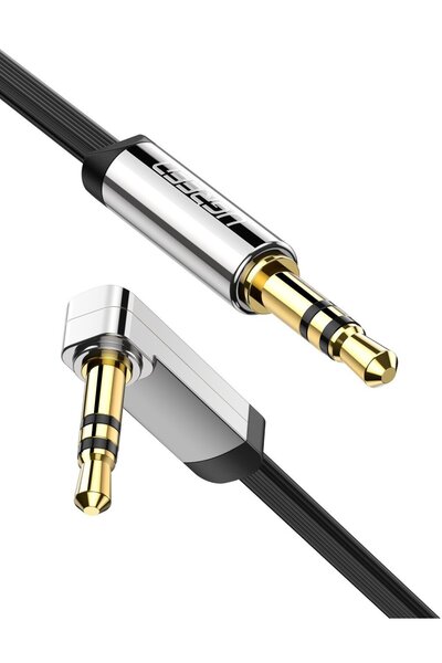 Ugreen 90 derece Dik Açılı 3.5mm Flat Aux Ses Kablosu 2 Metre, 10599