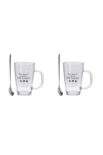 Excellent Houseware Set Latte Machiatto, sticlă termorezistentă, 7,8x12 cm, 3...