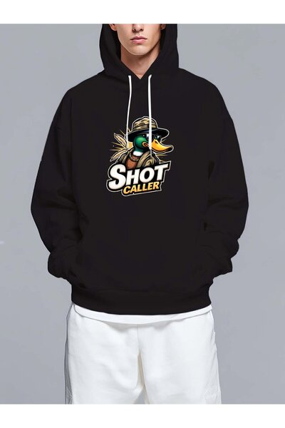 MIXSNOW سويت شيرت بغطاء رأس مطبوع قصة فضفاضة - نمط كاجوال عصري - هودي مريح بر...