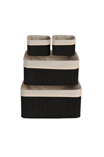 Koopman Set de 4 cutii de depozitare Home&Styling Collection, bambus, 38x27x1...