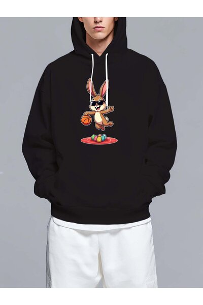 MIXSNOW سويت شيرت بغطاء رأس مطبوع قصة فضفاضة - نمط كاجوال عصري - هودي مريح بر...