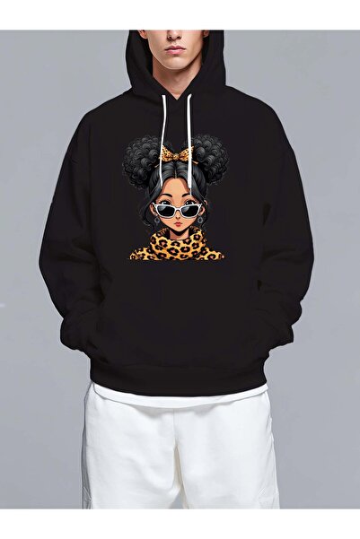 MIXSNOW سويت شيرت بغطاء رأس مطبوع قصة فضفاضة - نمط كاجوال عصري - هودي مريح بر...