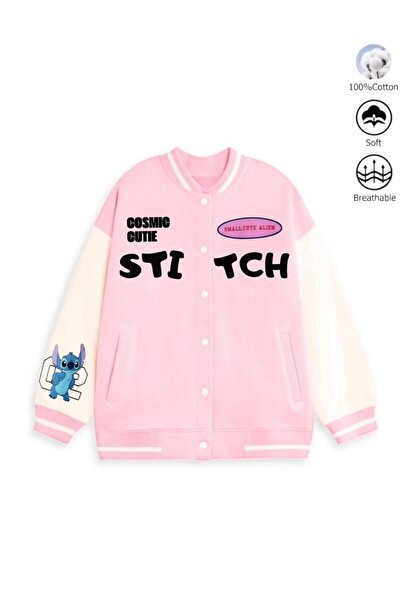 ALYAKİDS Girl's Soft Textured College Coat with Fleece Inside, Stitch Printed...