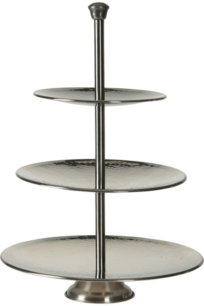 Excellent Houseware Βάση σερβιρίσματος 3 επιπέδων, μεταλλική, 25x36,5 cm, ασημί