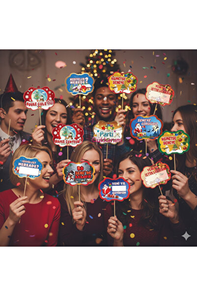 DODOMAR Set de 11 baloane de vorbire de Anul Nou – Set de petrecere cu scrisuri amuzante mixte