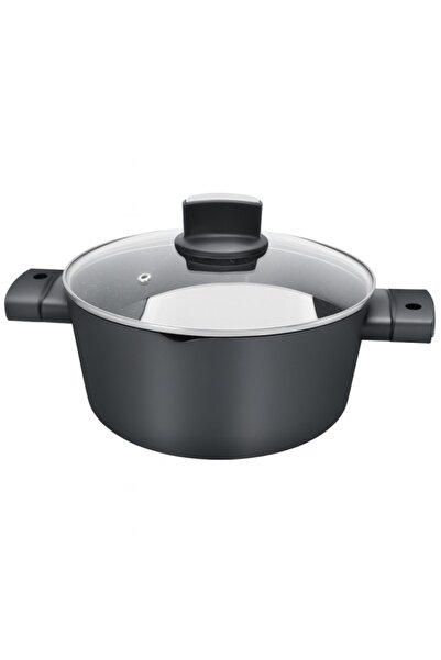 Zilan 28 cm cooking pot, 5-layer marble non-stick, soft touch, ZLN 0867, black