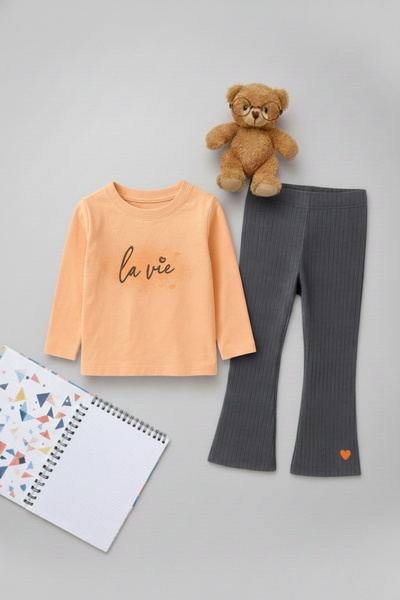 My Kids Wear Top cu mânecă lungă + jambiere pentru fetiță – Set confortabil p...