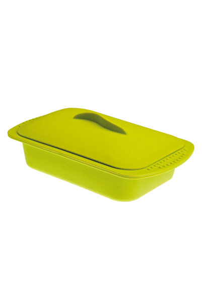 iBiLi steam cooking container, silicone, 24x15x5 cm, 1l, green
