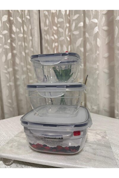 Plastard 3-Piece Microwave Oven Safe Air, Odor-Proof 3.3 L Fresh Box Storage ...