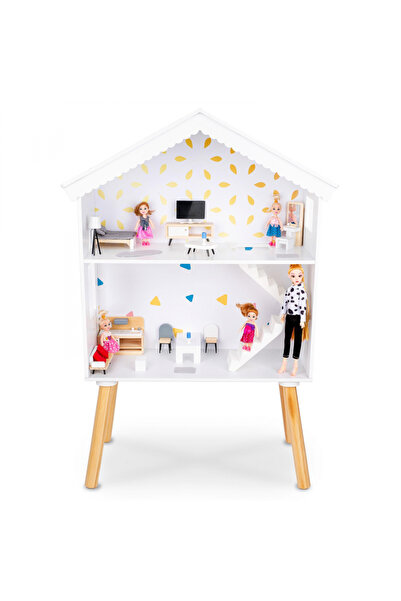 kinderplay Casuta din Lemn pentru papusi cu 2 Etaje 100 cm White