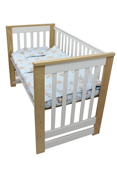 PRICHINDEL Lenjerie de pat pentru bebeluși, 3 piese - Ursuleț în coș, Bumbac,...