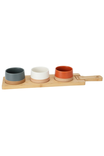 Excellent Houseware Set de servire 4 piese, ceramică/bambus, 9,5x4,5 cm, mult...