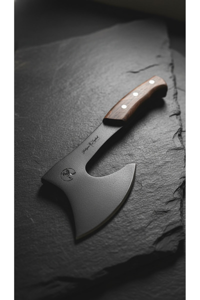 Yatağan Zeybek Dayanıklı 4mm Karbon Çelik Kamp Av Baltası - 29cm Ahşap Saplı