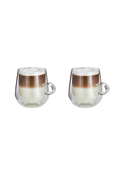 JUDGE Set de 2 căni de latte, sticlă borosilicată, 10x14 cm, 475 ml, transparente