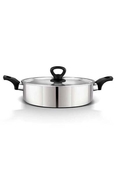 British Chef Durable Stainless Steel Kadai & Cooking Pan 24cm
