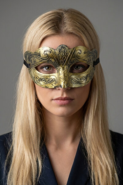 ReilaParty قناع البندقية العتيق ذو اللون الذهبي - قناع حفلات وحفلات موسيقية ع...