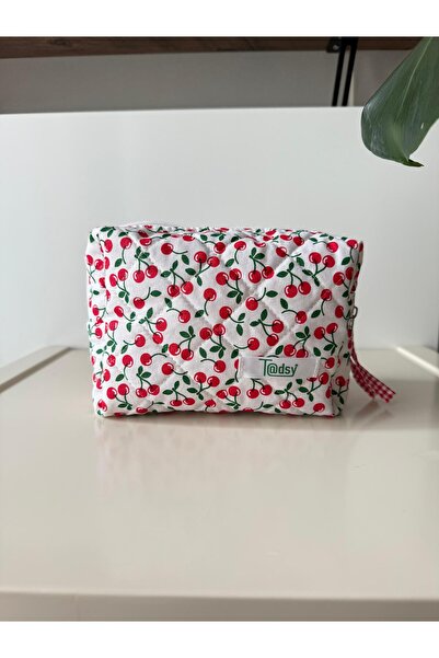 Tadsy Cherry Pattern 100% Cotton Makeup and Cosmetic Bag Medium Size |   19X1...