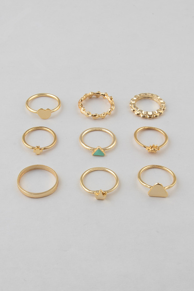 Sortie Aksesuar Üçgen Mineli Kalp Üçgen ve Çiçek Güneş ve Burgu Figürlü 9'lu ...