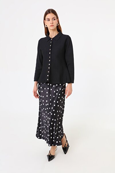 Refka A Form Shirt Collar Premium Knitwear Cardigan - Black -