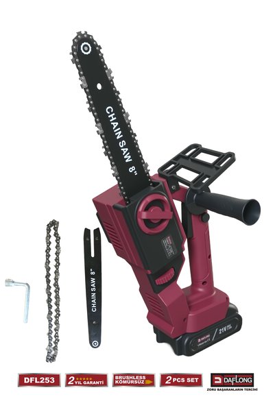 DAFLONG BRUSHLESS 2'Lİ BUDAMA SETİ BAĞ MAKASI+8 İNÇ ÇİFT KAMA ÇİFT ZİNCİR DAL BUDAMA MAKİNAS DFL-253