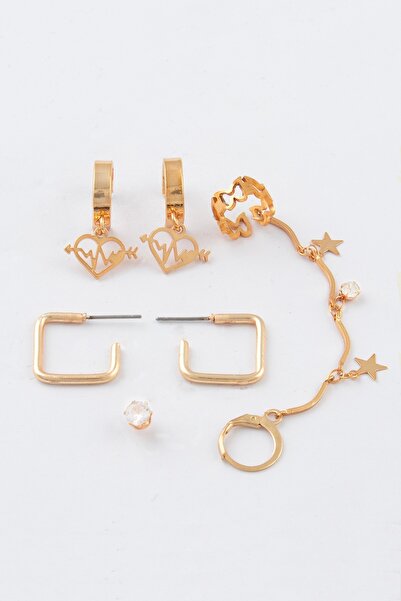 Sortie Aksesuar Kelebek Kalp ve Ok Figürlü Zirkon Taşlı Kıkırdak Küpe Kombin ...