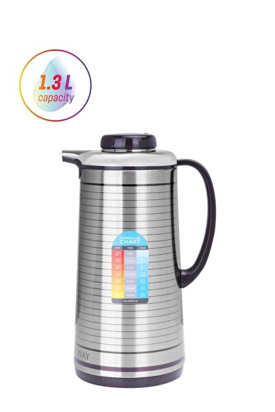 ROYALFORD ترمس RF5289 سعة 1.3 لتر - ترمس معزول فضي/أسود