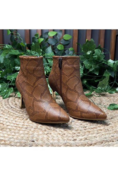 MEY نمط جلد الثعبان، حذاء تابا رفيع بكعب ذهبي M4593