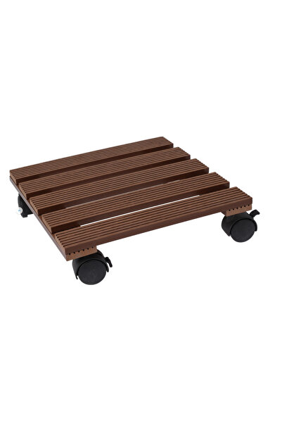 Progarden Suport mobil pentru ghiveci de flori, lemn/plastic, 29x29 cm, maro/negru