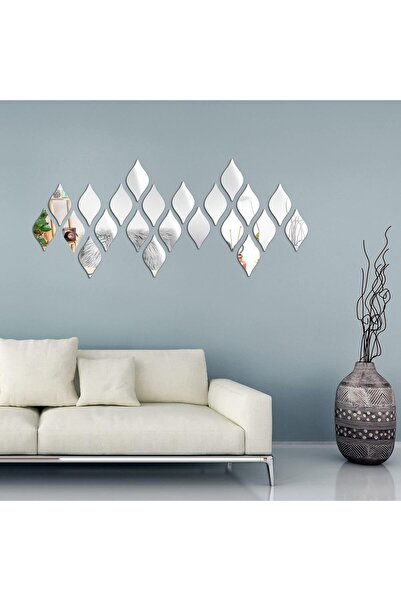 KASTWAVE 3D Tear Drop Mirror Wall Stickers, 30Pcs Acrylic Removable Silver De...
