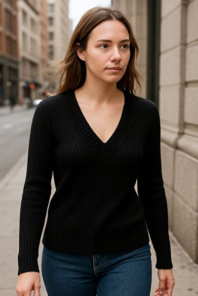 Gönülden Tasarım Tricotaj Pulover de damă cu decolteu în V