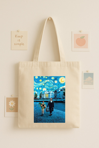 Maki Craft Leon Stil İkili Baskılı Bez Çanta Tote Bag