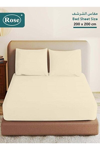 Rose Luxurious Plain Fitted Sheet 3-Piece Set, Microfiber, King 200x200 cm, Off White